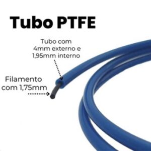 Tubo Teflon Ptfe Azul Alta Performance Para Impressão 3D – 1Mt